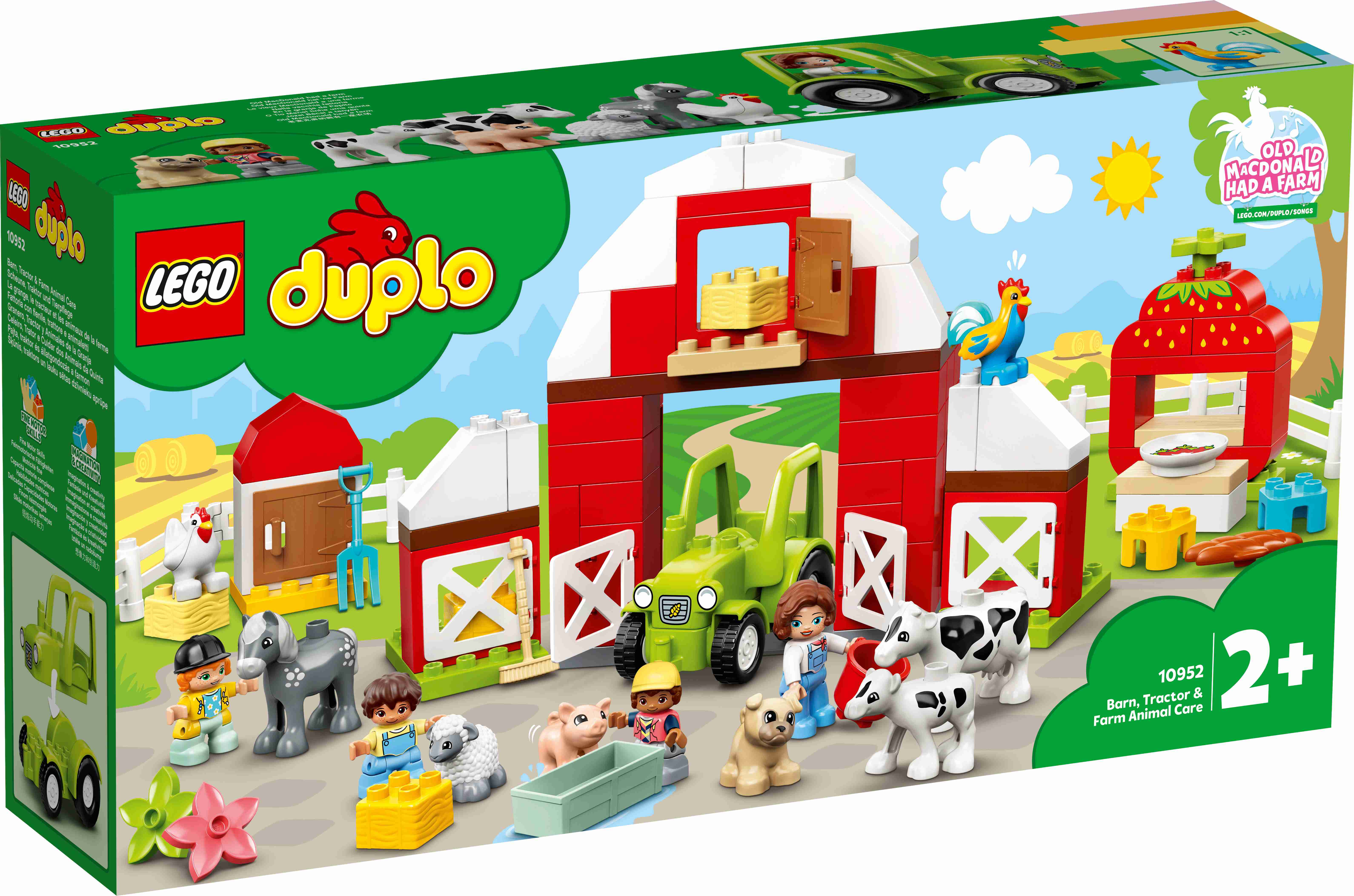 10952 LEGO® DUPLO Šķūnis, traktors un lauku sētas dzīvnieku aprūpe, no 2+ gadi, 2021.g.modelis