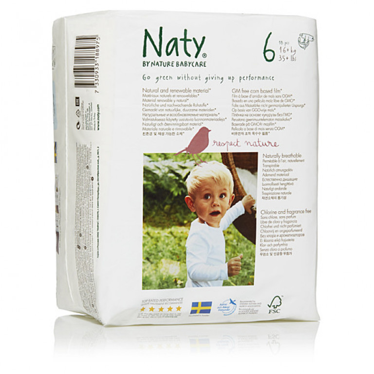 Naty by Nature Babycare 6 экологические подгузники для детей 16+ кг. 17 шт.