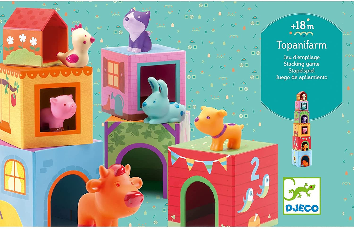 Djeco Забавные кубики -Топанимо ферма - 6 кубиков и 6 животных, DJ09108