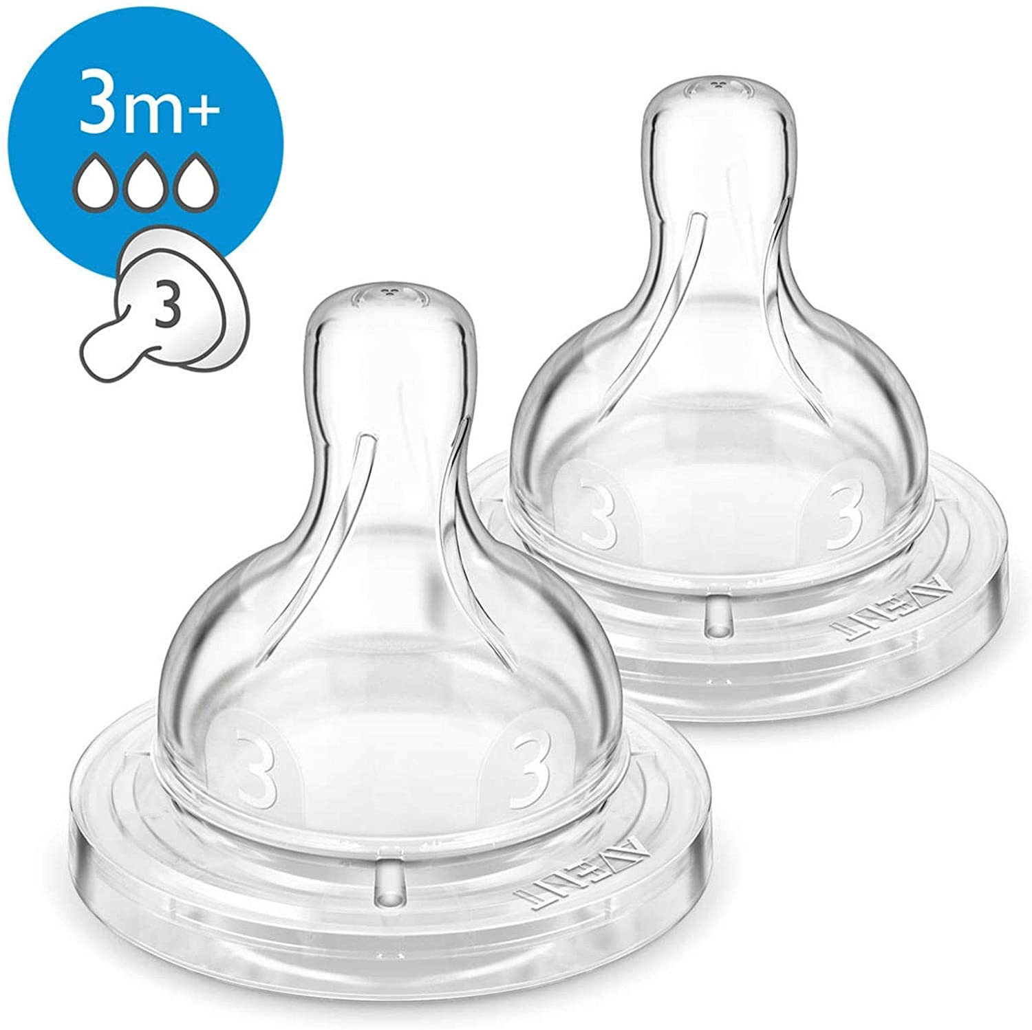 Philips Avent Clasic Антиколиковые Соски для бутылочек 2шт., 3+ месяц, SCF633/27