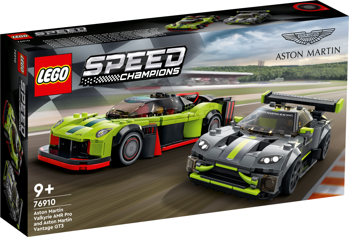 76910 LEGO® Speed Champions Aston Martin Valkyrie AMR Pro un Aston Martin Vantage GT3, 9+ gadi, 2022. gada modelis