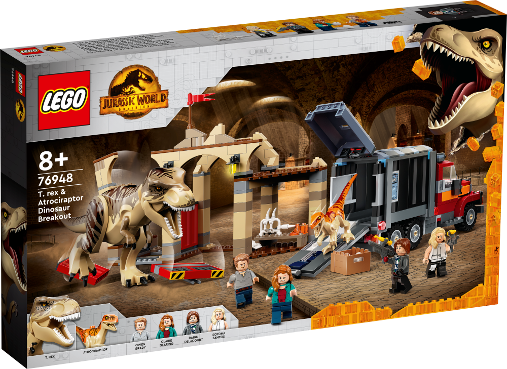 76948 LEGO® Jurassic World Побег атроцираптора и тираннозавра ,8 + лет,модель 2022 года