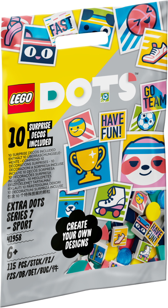 41958 LEGO® DOTS papildinājumi — 7. sērija. SPORTS , 6+ gadi, 2022. gada modelis
