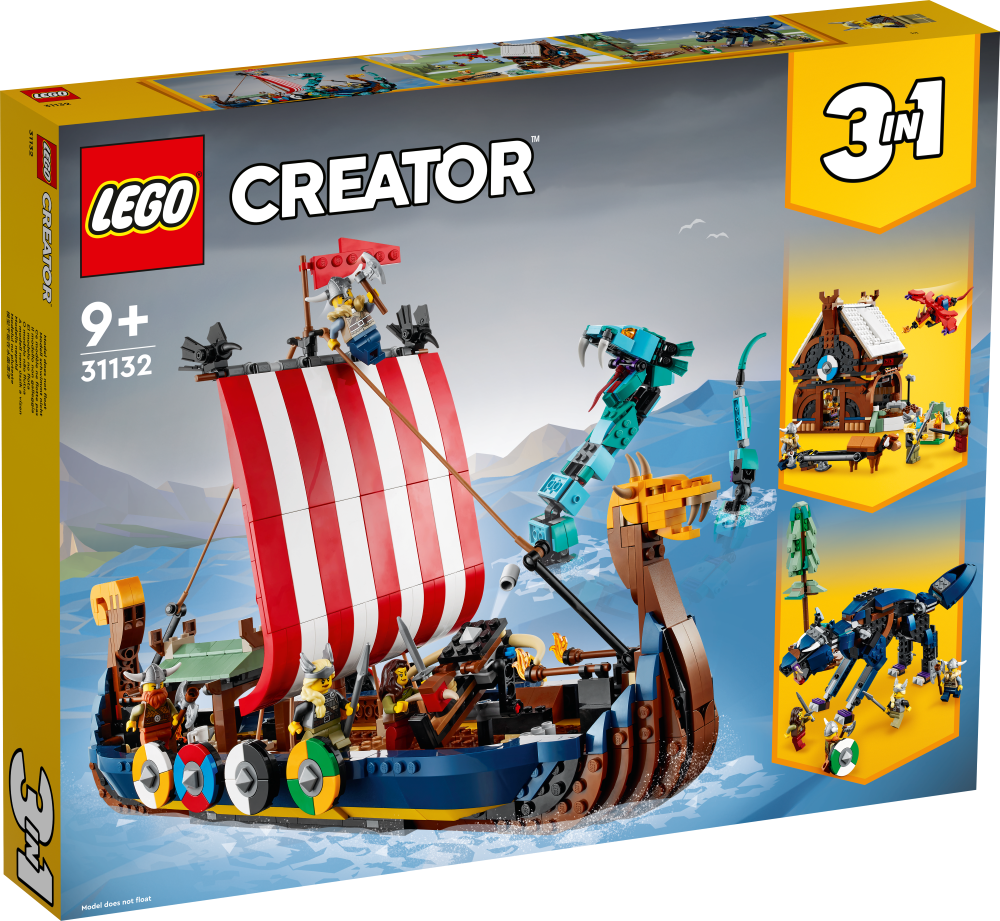 31132 LEGO® Creator Корабль викингов и Мидгардский змей, 9+ лет,модель 2022 года