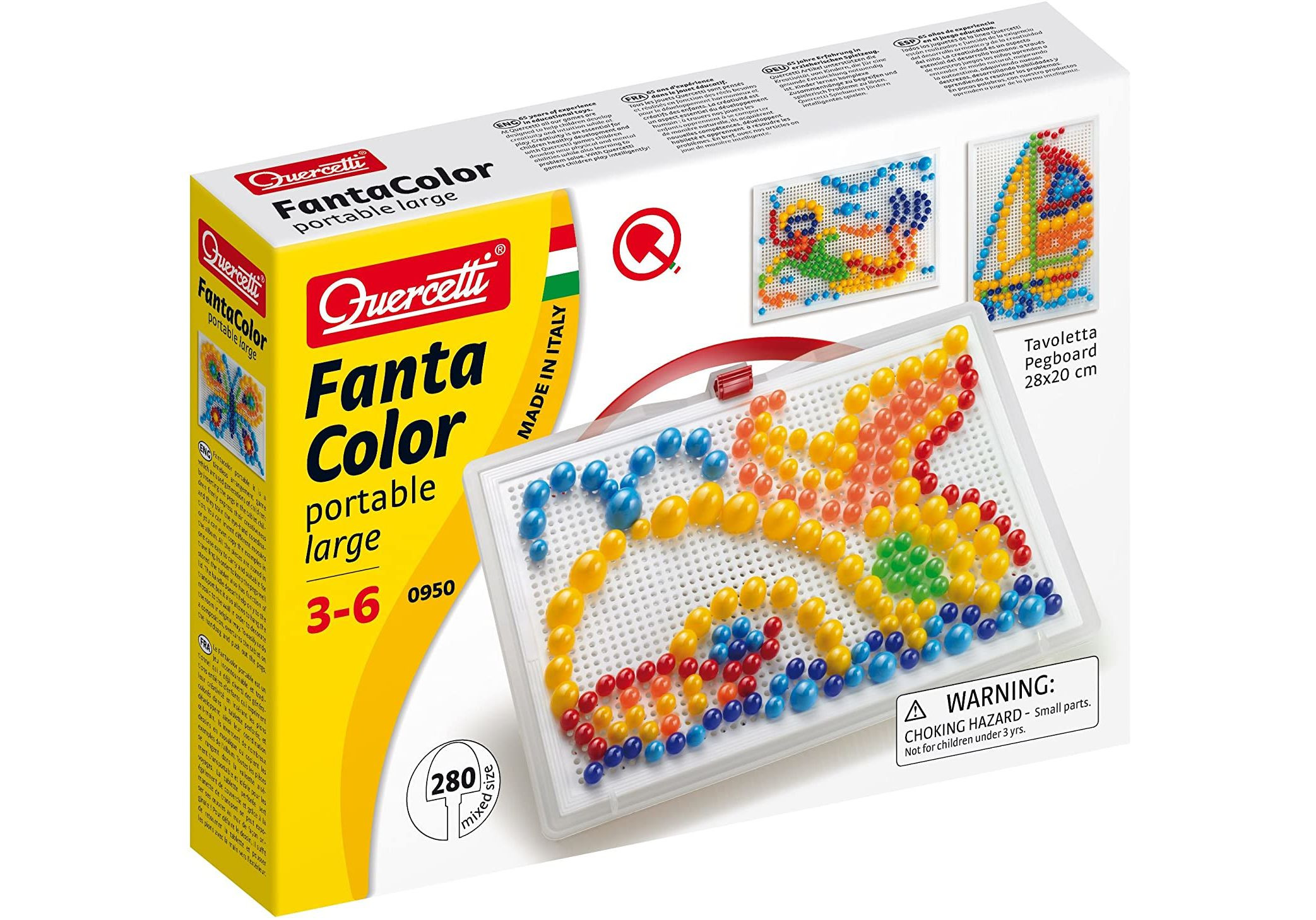 Quercetti Mozaīka koferītī ar 280gab. dažāda lieluma un krāsu pikselīšiem 3-6 gadi 0950