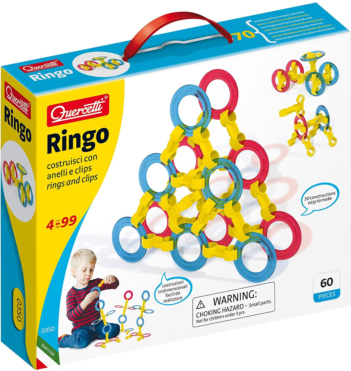 Quercetti Конструктор Ринго (60 деталь) 4-99 gadiem 0350