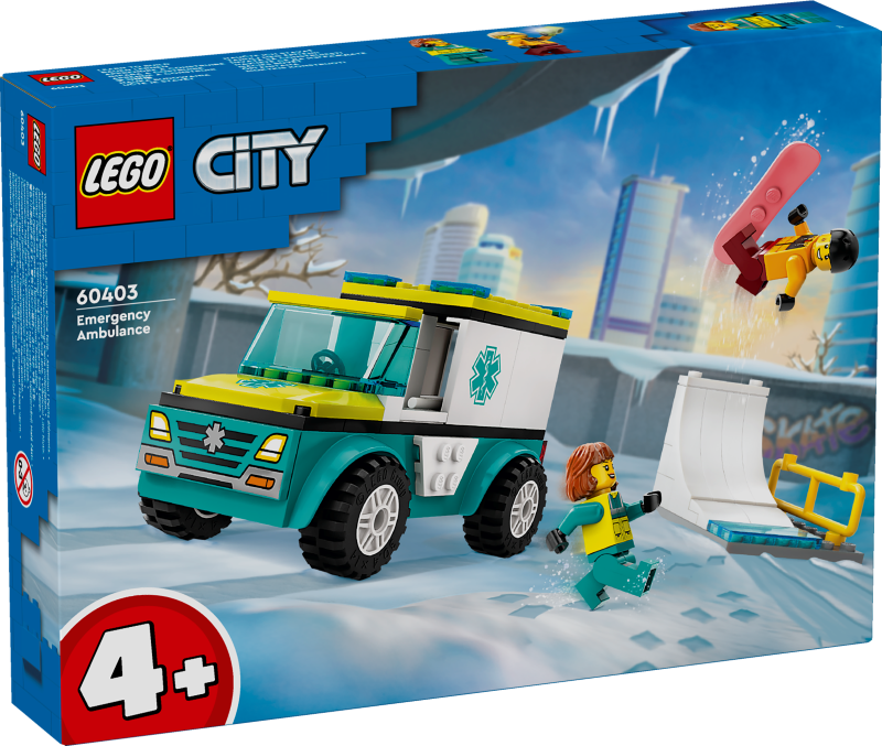 60403 LEGO® City Ātrās palīdzības auto un snovotājs, 4+ gadi, 2024 gada modelis