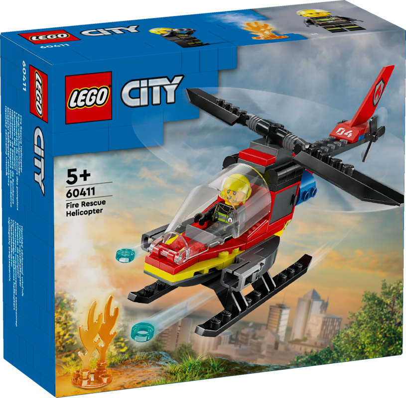 60411 LEGO® City Ugunsdzēsēju glābšanas helikopters, 5+ gadi, 2024 gada modelis