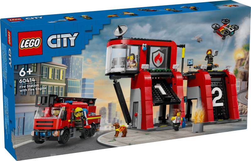 60414 LEGO® City Ugunsdzēsēju depo un ugunsdzēsēju auto, 6+ gadi, 2024 gada modelis