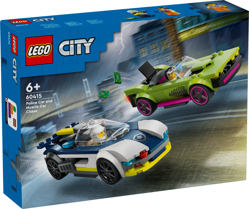 60415 LEGO® City Policijas auto un jaudīgā auto pakaļdzīšanās, 6+ лет, модель 2024 года