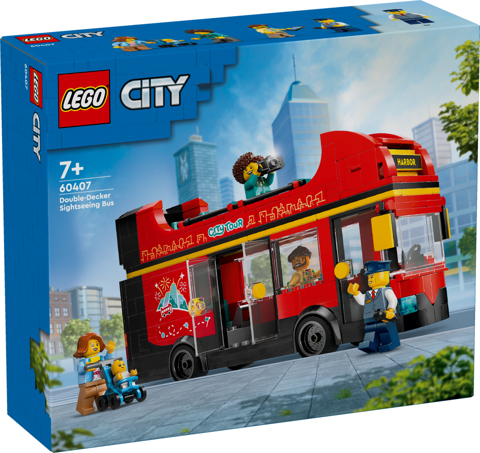 60407 LEGO® City Sarkans divstāvu ekskursiju autobuss, 7+ gadi, 2024 gada modelis