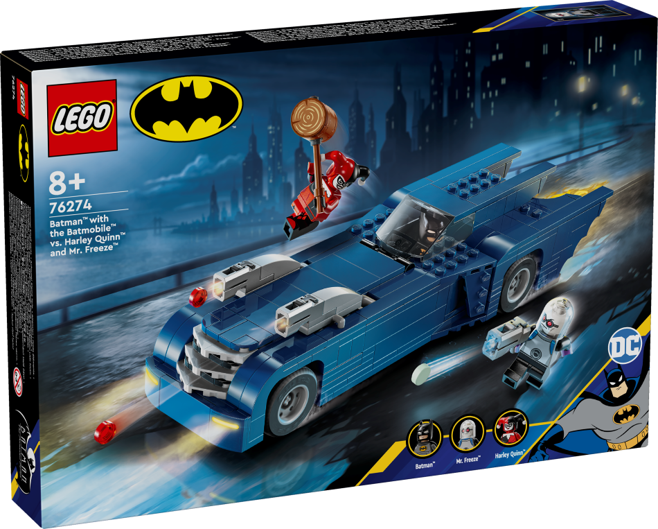 76274 LEGO® Batman™ Betmens ar Betmenauto pret Arli Kīnu un Misteru Salu, 8+ gadi, 2024 gada modelis