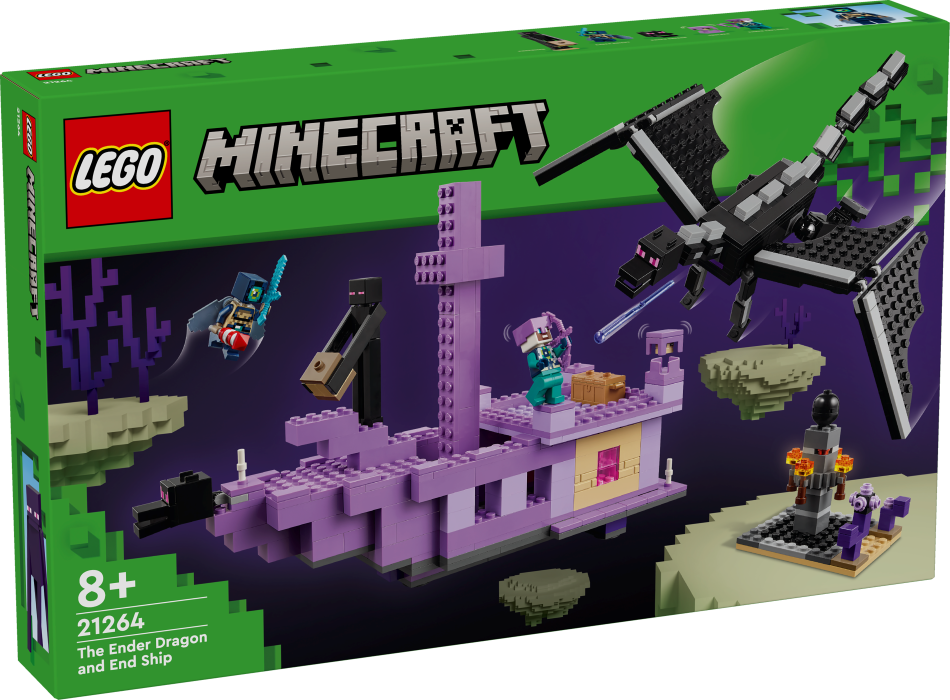 21264 LEGO® Minecraft Ender pūķis un End kuģis, 8+ gadi, 2024. gada modelis