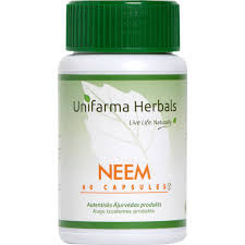 Unifarma Herbals Neem uztura bagātinātājs veselīgai gremošanas sistēmai un ādai, N60 kapsulas