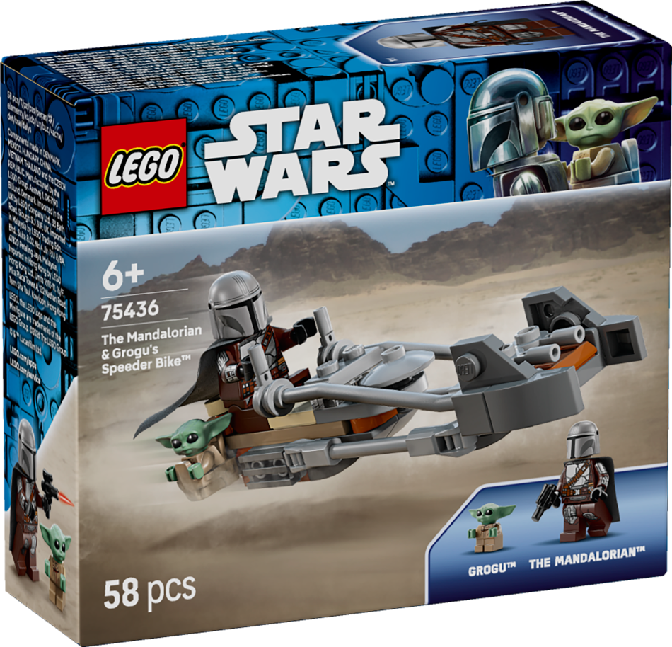 75436 LEGO® Star Wars Mandalorian un Grogu ātrgaitas motocikls , 6+ gadi, 2026 gada modelis