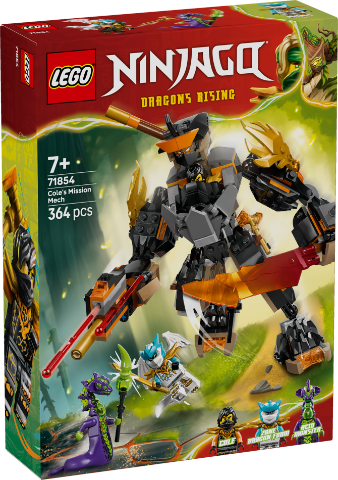 71854 LEGO® Ninjago Cole Misiju robots un Pūķis Zane, 7+ , модель 2026 года