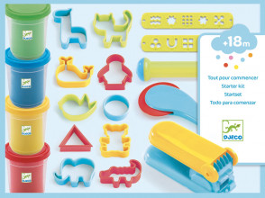 Djeco Komplekts - plastilīns ar 12 formiņām un pirmās mīklas veidošanas ierīces 2+ gadi, DJ09755