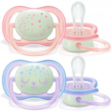 Philips Avent Ultra Air силиконовая пустышка - светится в темноте, 2 шт., 0-6 месяцев, SCF376/12m