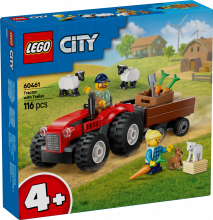 60461 LEGO® City Sarkans lauku traktors ar piekabi un aitām, 4+ gadi, 2025 gada modelis