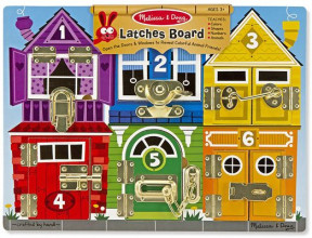 Melissa & Doug iemaņu attīstīšanas spēle - Atslēdziņas ( 6 dažādu slēdzeņi) atver durvis un atklāj, kas dzīvo namiņā, 3+ gadiem. 13785