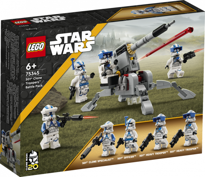 75345 LEGO® Star Wars™ 501. leģiona Clone Troopers™ kaujas komplekts, 6+ gadi, 2023 gada modelis