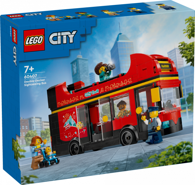 60407 LEGO® City Sarkans divstāvu ekskursiju autobuss, 7+ gadi, 2024 gada modelis