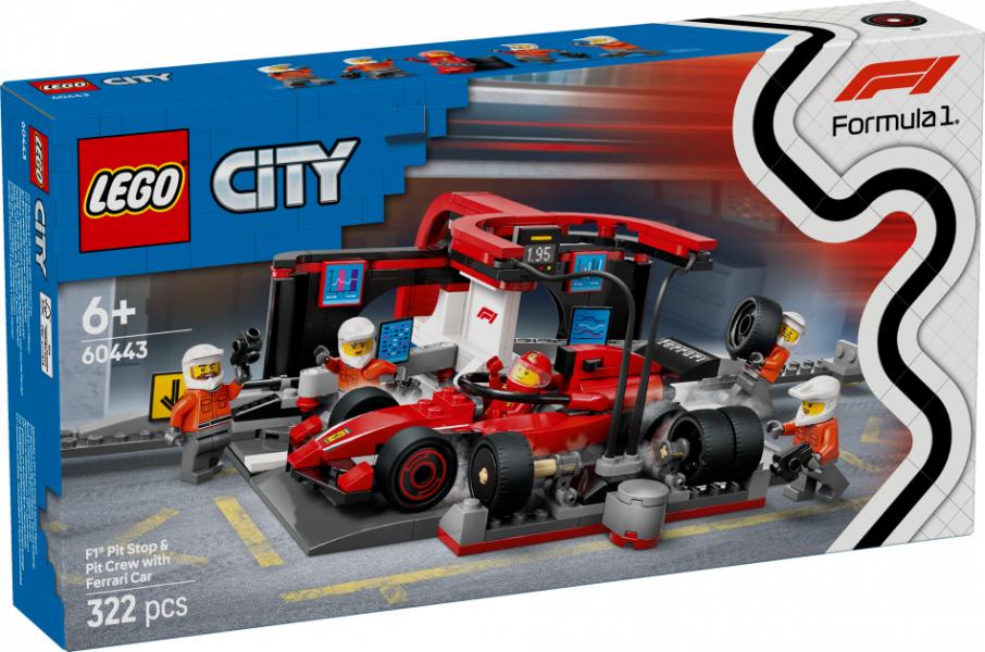 60443 LEGO® City Formula 1 Пит-стоп с автомобилем Ferrari, 6+ , модель 2025 года