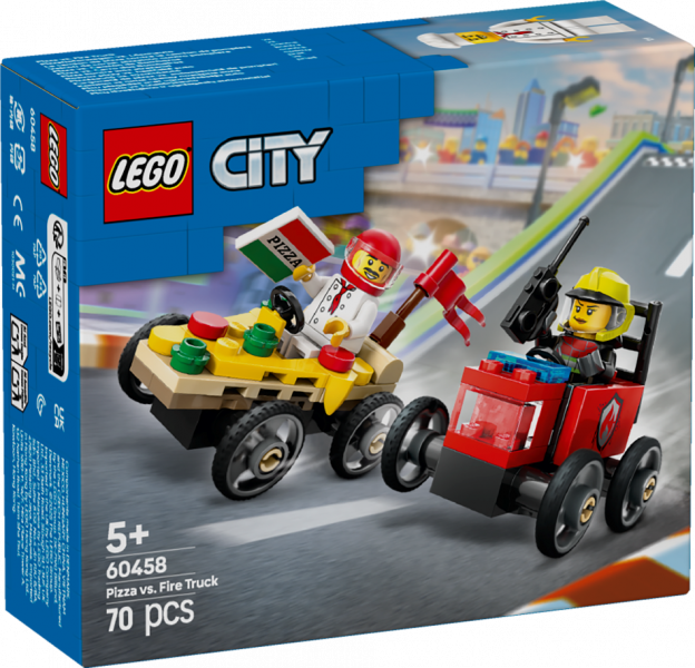 60458 LEGO® City Picu piegādes pret ugunsdzēsēju sacīkšu auto komplekts, 5+ gadi, 2025 gada modelis