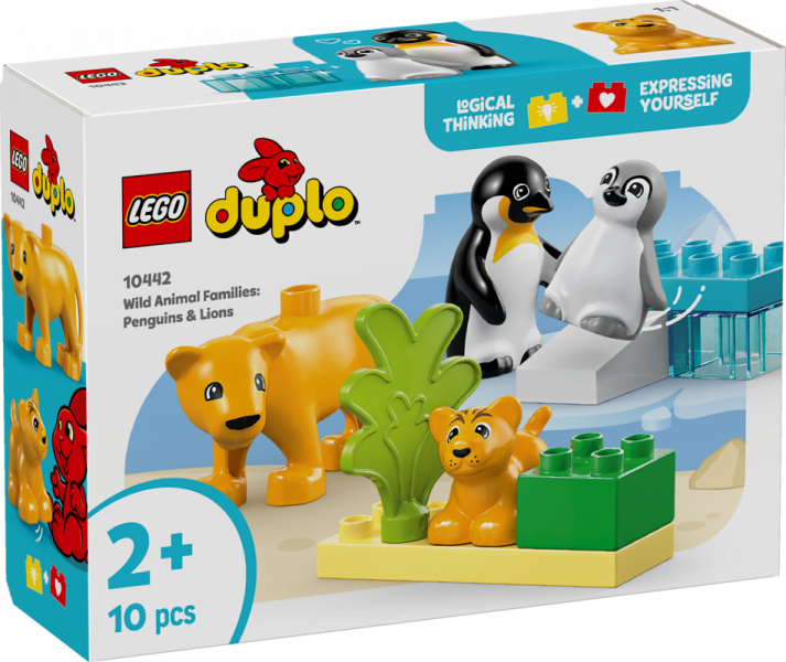 10442 LEGO® DUPLO Savvaļas dzīvnieku ģimenes: Pingvīni un lauvas, 2+ gadi, 2025 gada modelis
