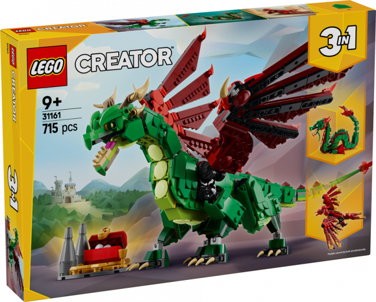 31161 LEGO® Creator Viduslaiku pūķis, 9+ , модель 2025 года