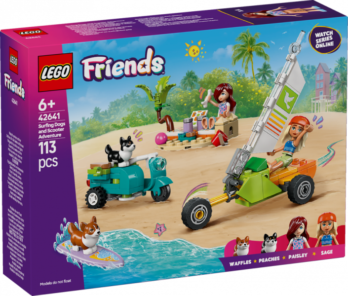 42641 LEGO® Friends Sērfojoši suņi un motorollera piedzīvojums, 6+ gadi, 2025 gada modelis