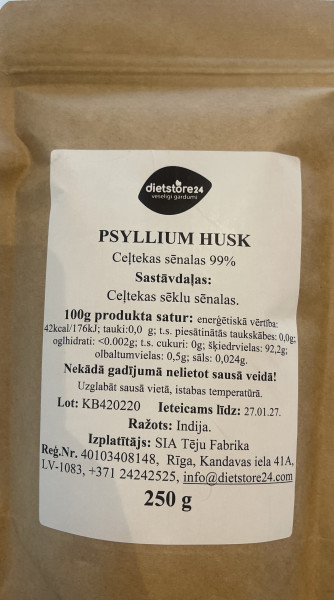 Ceļtekas sēnalu pulveris, psyllium husk, 250 g