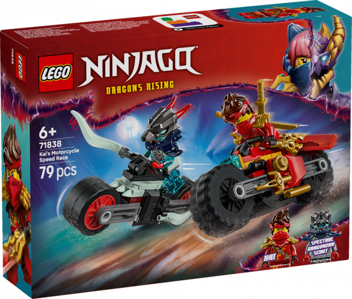 71838 LEGO® Ninjago Kai motociklu ātruma sacīkstes, 6+ gadi, 2025 gada modelis
