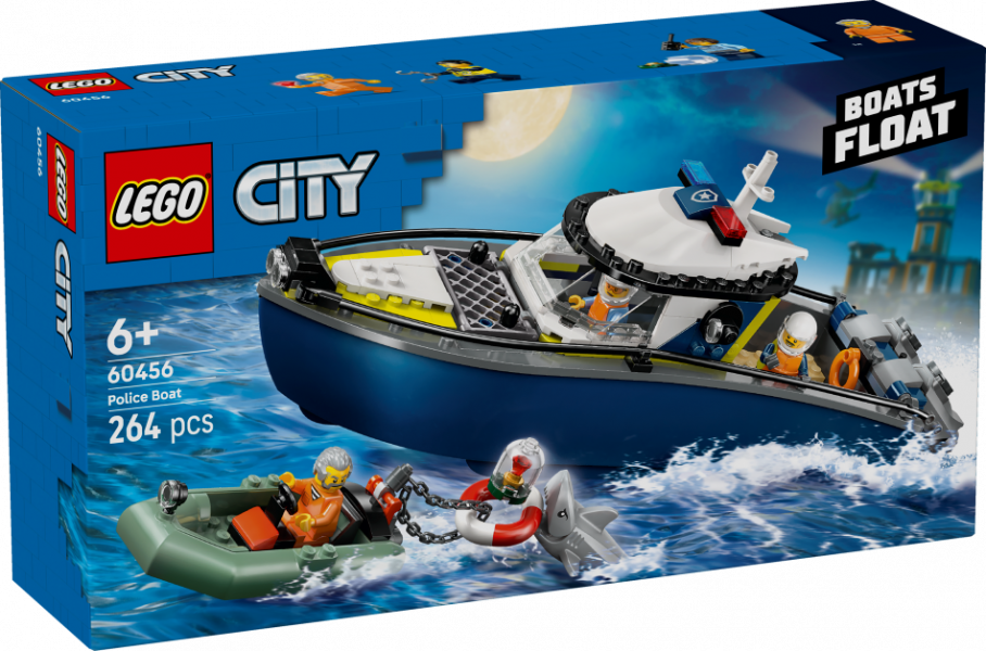 60456 LEGO® City Pakaļdzīšanās ar policijas laivu, 6+ , модель 2025 года
