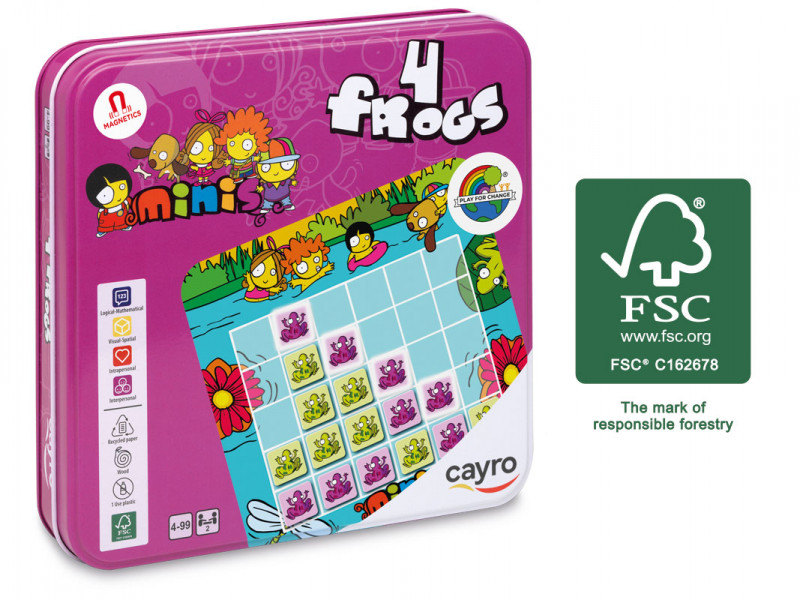 Magnētiska galda spēle 4 Frogs ( Cayro) metāla kastē, 4+ gadiem, Art. 777