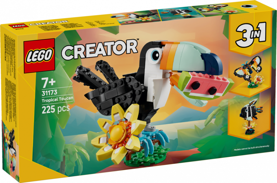 31173 LEGO® Creator Savvaļas dzīvnieki: Tropu tukāns, 7+ gadi, 2025 gada modelis