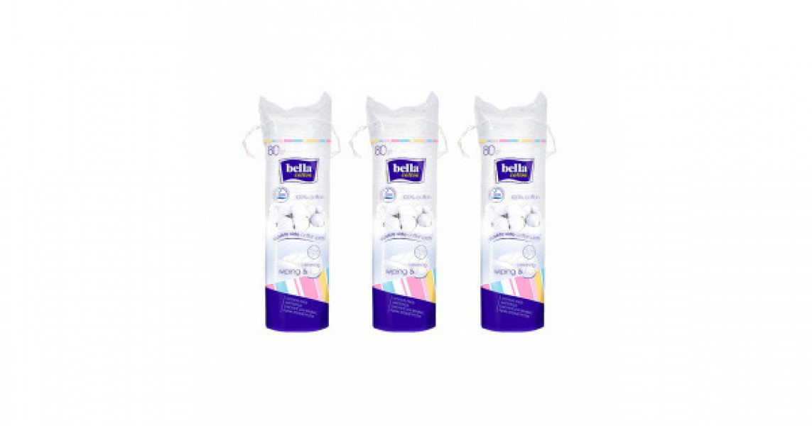 Bella Cotton vates kosmētiskās plāksnītes maisiņā 3x80gab. komplekts