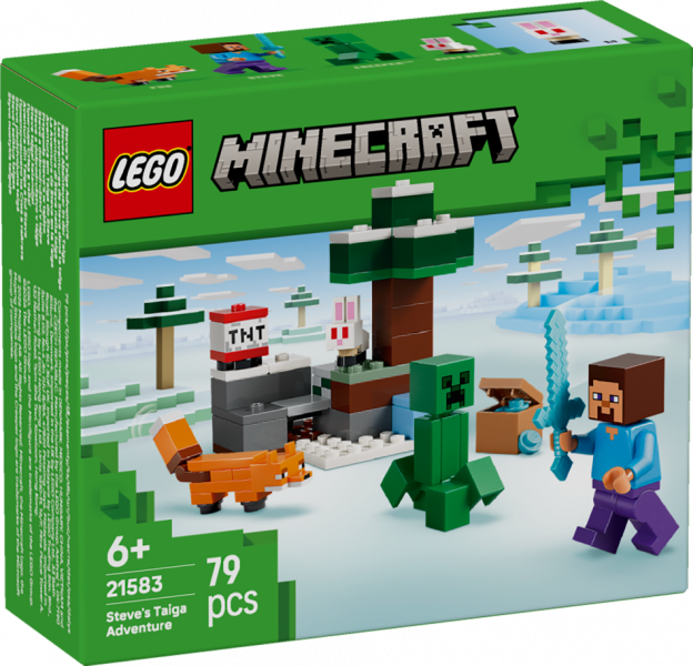 21583 LEGO® Minecraft Steve piedzīvojums taigā, 6+ gadi, 2026 gada modelis