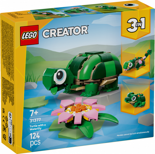 31377 LEGO® Creator Bruņurupucis ar ūdensrozes ziedu , 7+ gadi, 2026 gada modelis