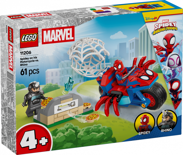 11206 LEGO® Spider Man Spidey uz motocikla pret Degunradzi , 4+ , модель 2026 года
