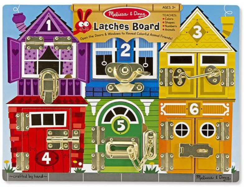 Melissa & Doug iemaņu attīstīšanas spēle - Atslēdziņas ( 6 dažādu slēdzeņi) atver durvis un atklāj, kas dzīvo namiņā, 3+ gadiem. 13785