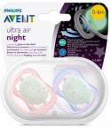 Philips Avent Ultra Air силиконовая пустышка - светится в темноте, 2 шт., 0-6 месяцев, SCF376/12m