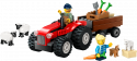 60461 LEGO® City Sarkans lauku traktors ar piekabi un aitām, 4+ gadi, 2025 gada modelis